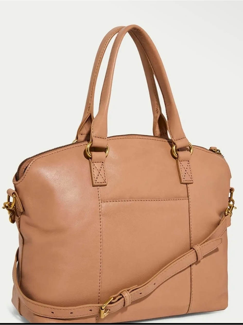 American Leather Company Tan Leather Satchel with Detachable Strap